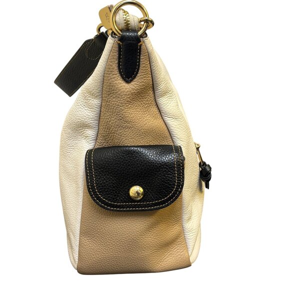 Coach Pebble Leather Cream Multi-Color Shoulder Bag With Gold Hardware - Picture 4 of 14